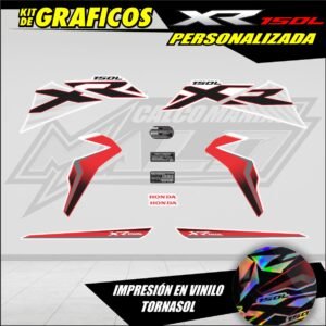 CALCOMANÍAS HONDA XR 150L PERSONALIZADA TORNASOL BLANCA (30090)