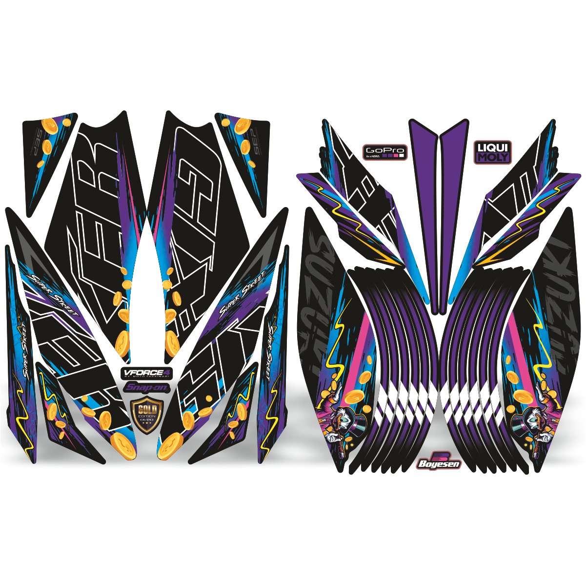 CALCOMANIAS GIXXER FI GOLD EDITION TORNASOL IMPRESION UV - Imagen 2